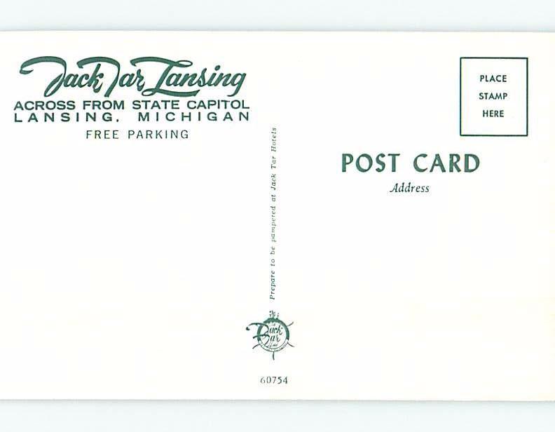 Unused Pre-1980 JACK TAR HOTEL Lansing Michigan MI G0729