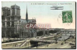 Paris Postcard Old Areoplane Panoramic view of the Notre Dame & # 39eglise