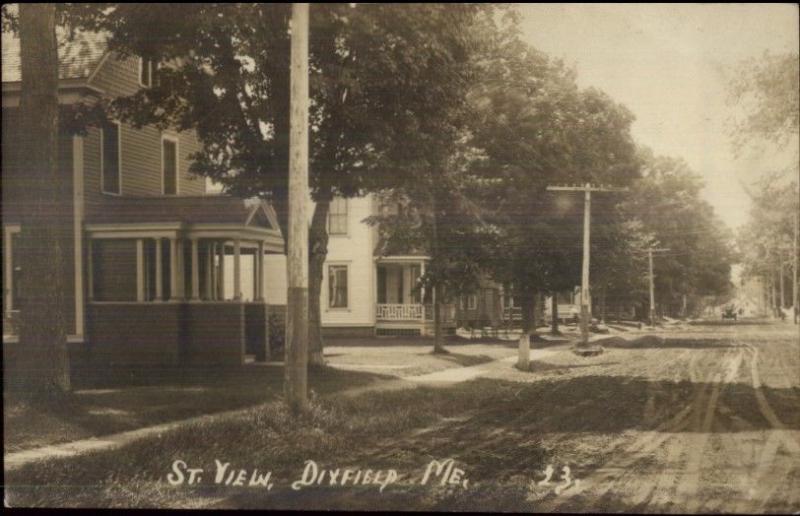 Dixfield ME Street View Homes c1910 Real Photo Postcard