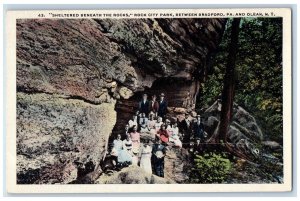 c1920's Sheltered Beneath The Rocks Between Bradford PA and Olean NY Postcard 