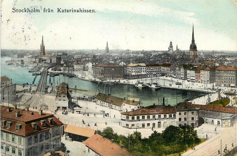 Vintage Postcard Stockholm Fran Katarinahissen Sweden