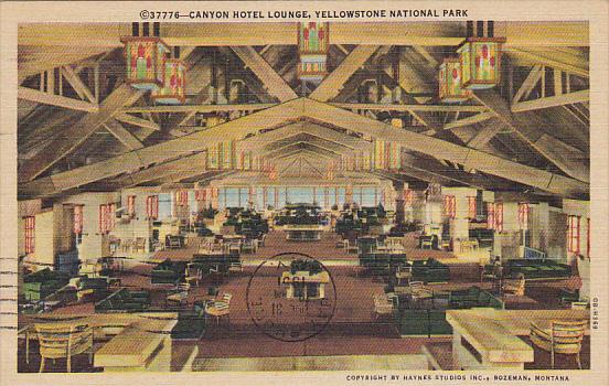 Canyon Hotel Cocktail Lounge Yellowstone National Park Wyoming 1951 Curteich