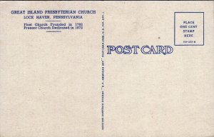 Postcard Great Island Presbyterian Church Lock Haven PA