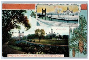 1907 State Capitol Memorial Arch Corning Fountain Hartford CT Postcard