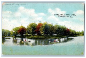 1909 View Of Island Houghtons Lake Bloomington Illinois IL Antique Postcard