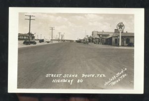 RPPC PYOTE TEXAS STREET SCENE TEXACO GAS STATION REAL PHOTO POSTCARD