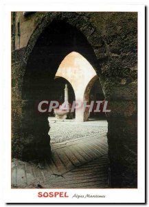 Modern Postcard Sospel Alpes Maritimes The Old fountain and arcades of the sq...