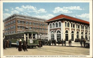 St. Petersburg FL Trolley Car St. Pete Investment Co c1920 Postcard