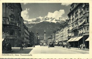 austria, INNSBRUCK, Maria Theresienstrasse, Tram (1939) Postcard