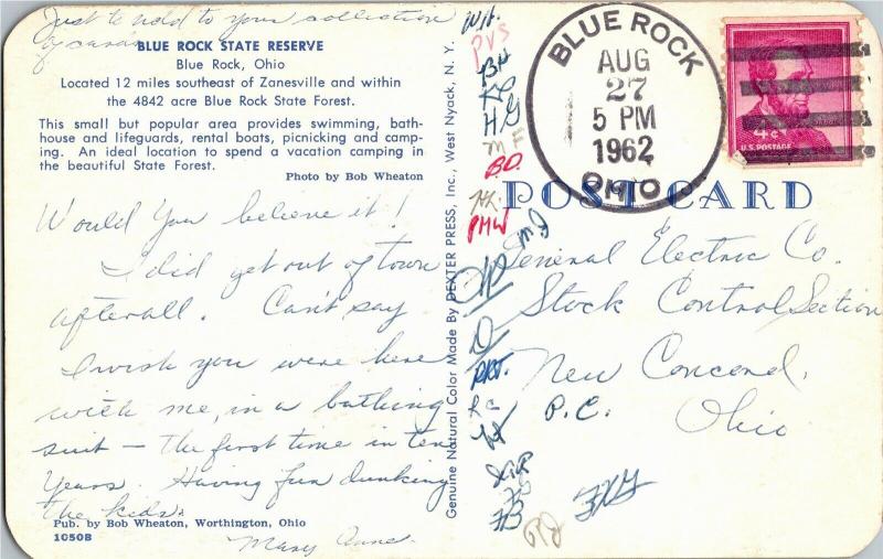 Blue Rock State Reserve, Blue Rock Ohio c1962 Vintage Postcard N10