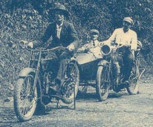 guadeloupe, SAINT CLAUDE, Motocyclistes au Morne Montéran, Motorcylcists Sidecar