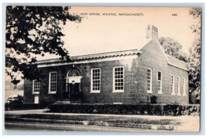 c1930's Post Office Building Street View Walpole Massachusetts MA Postcard