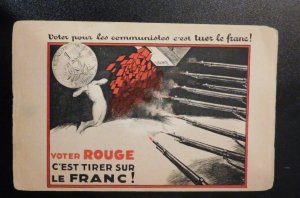 Mint 1930 France Postcard Communist Party French European Communism Vote Red