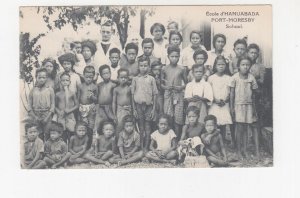 PAPUA NEW GUINEA,  c1910 ppc. HANUABADA SCHOOL, Sacred Heart Fathers, unused.