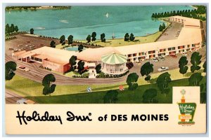 c1950's On Gray's Lake Holiday Inn of Des Moines Iowa IA Vintage Postcard