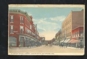 HOT SPRINGS ARKANSAS DOWNTOWN STREET SCENE STORES 1916 VINTAGE POSTCARD