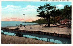 Cadillac, Michigan - Bathing at Lake Mitchell - c1920 - Vintage Postcard