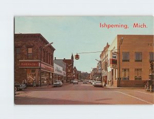 Postcard Main Street, Ishpeming, Michigan