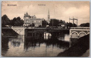 Groningen Netherlands 1911 Postcard Heerebrug Bridge