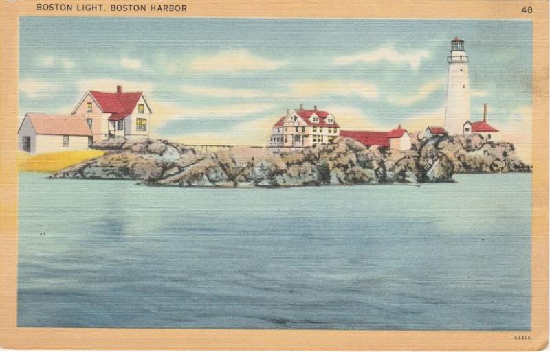 Boston Light House in Boston Harbor MA, Massachusetts - Linen