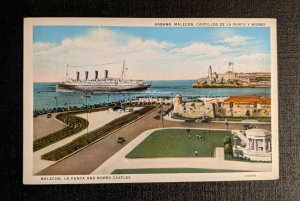 Mint Vintage Habana Malecon La Punta and Morro Castles Picture Postcard