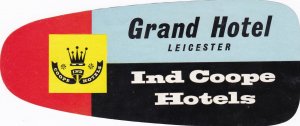 England Leicester Grand Hotel Vintage Luggage Label sk3466