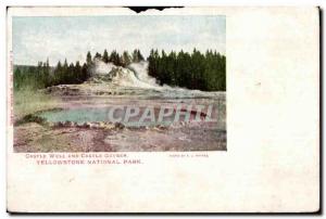 Postcard Old Castle Well and Castle Geyser Yellowstone Park Nationl