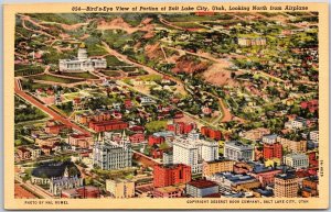 Salt Lake Utah, Birds-Eye View, Business Districts, Buildings, Vintage Postcard