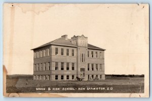 New Effington South Dakota SD Postcard RPPC Photo Grade & High School Building