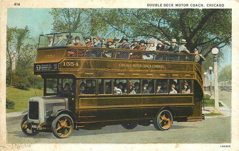 1920s Chicago Illinois Double Deck Motor Coach Rigot Teich postcard 2492