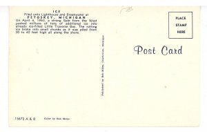 MI - Petoskey. Lighthouse & Breakwater, April 4, 1963.Lake Ice Piled High 