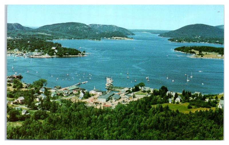 Aerial View of Somes Sound and Manset, Maine Waterfront Postcard