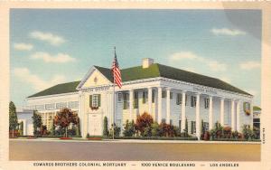 D85/ Los Angeles California Ca Postcard Linen Edwards Brothers Mortuary Funeral