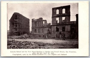 Vtg San Francisco CA Lincoln School Flood Building Earthquake Fire 1906 Postcard