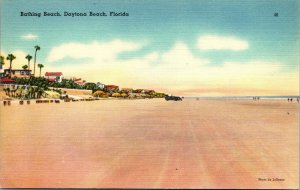 Vtg 1930s Bathing Beach Daytona Beach Florida FL Unused Postcard