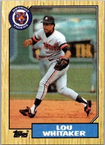 1987 Topps Baseball Card Lou Whitaker Detroit Tigers sk13741