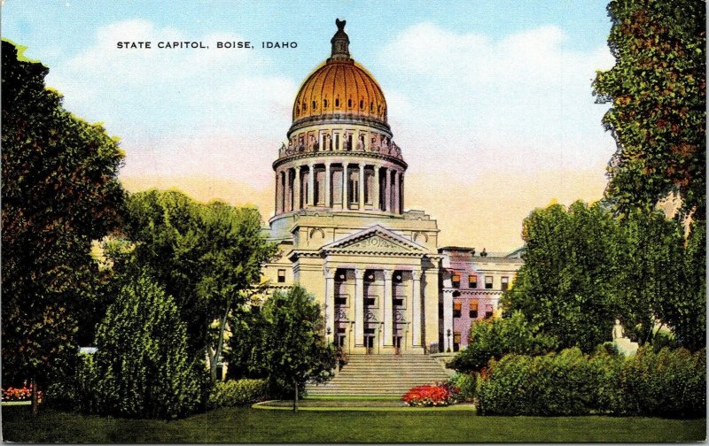 State Capitol Boise Idaho ID Sunset Vintage VTG Postcard Unposted UNP E C Kropp 