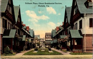 Postcard Pelham Place Ghent Residential Section in Norfolk, Virginia