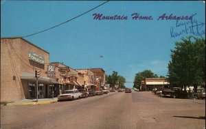 Mountain Home Arkansas AR Classic Cars Truck Station Wagon Vintage Postcard