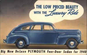 1940 Pymouth Four-Door Sedan Classic Car Ad Advertising Vintage Postcard