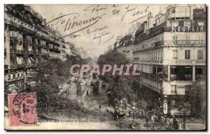 Old Postcard Paris Richelieu Street Angle and large boulevards