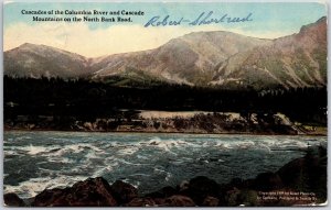 Oregon, 1915 Cascades of Columbia River, Mountains on North Bank Road, Postcard