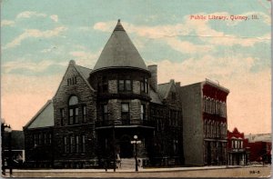 View of Public Library, Quincy IL Vintage Postcard Q45