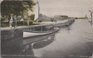 Postcard Waiting to be Locked Through Delaware City  DE 1908