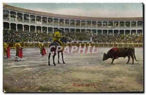 Postcard Old Bull Bullfight Suerte Vara