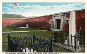 Vintage Postcard Fort Moultrie and Grave of Oceola Indian Chief Charleston S. C.