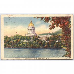 Postcard West Virginia State Capitol Kanawha River Charleston