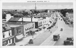 State Street Mauston Wisconsin 1930s postcard