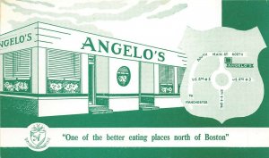 Concord New Hampshire 1950s Postcard Angelo's Italian American Restaurant