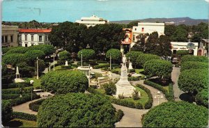 Puerto Rico Ponce Plaza Degetáu & Statue of Morell Campos Vintage Postcard C195